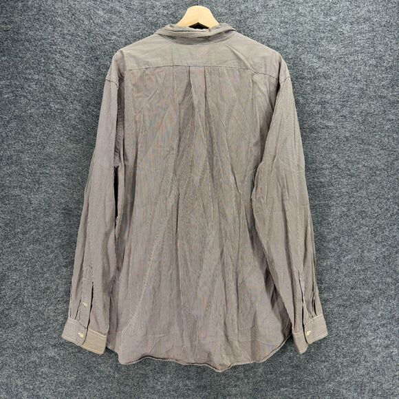 Ralph Lauren Shirt Men 2XL Gray Striped Button Up Collared Long Sleeve Classic - Picture 2 of 6